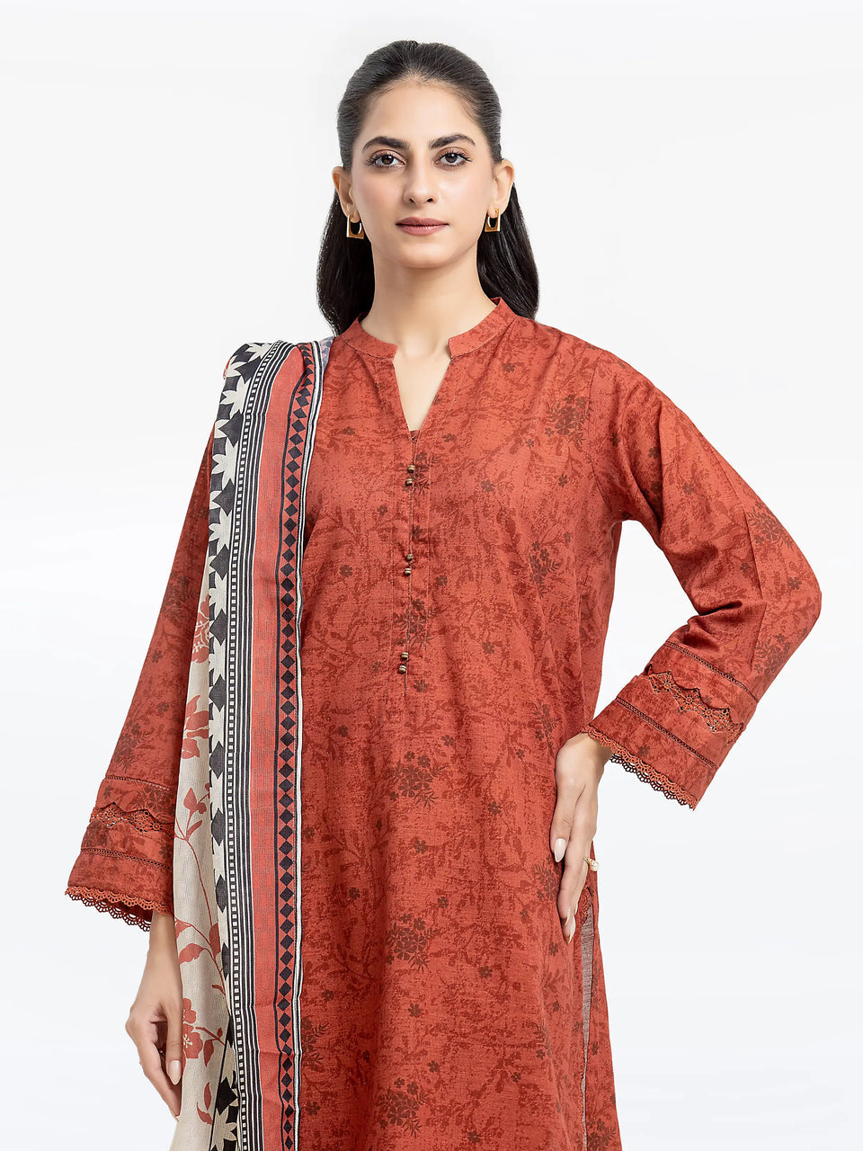 Pret 3Pc Printed Khaddar Suit