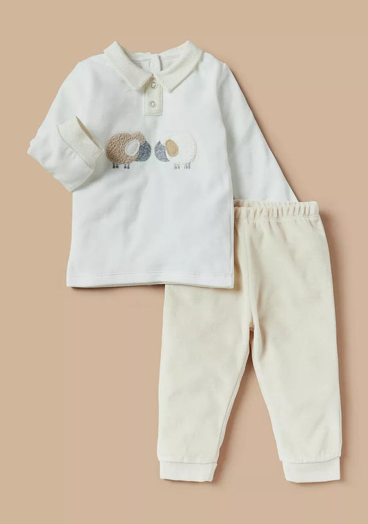 ZA 0005-Giggles Sheep Embroidered T-shirt and Pyjama Set