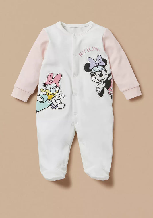 ZA0001 Disney Minnie and Daisy Applique Sleepsuit with Button Closure