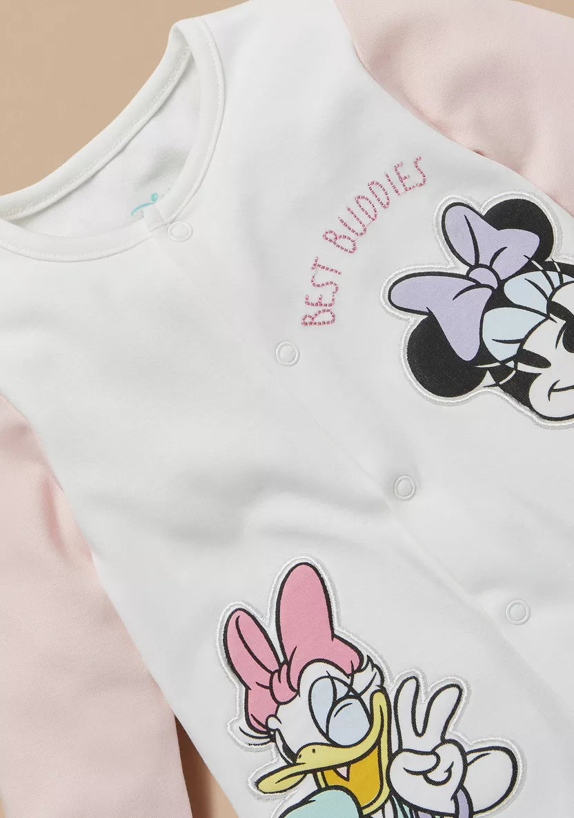 ZA0001 Disney Minnie and Daisy Applique Sleepsuit with Button Closure