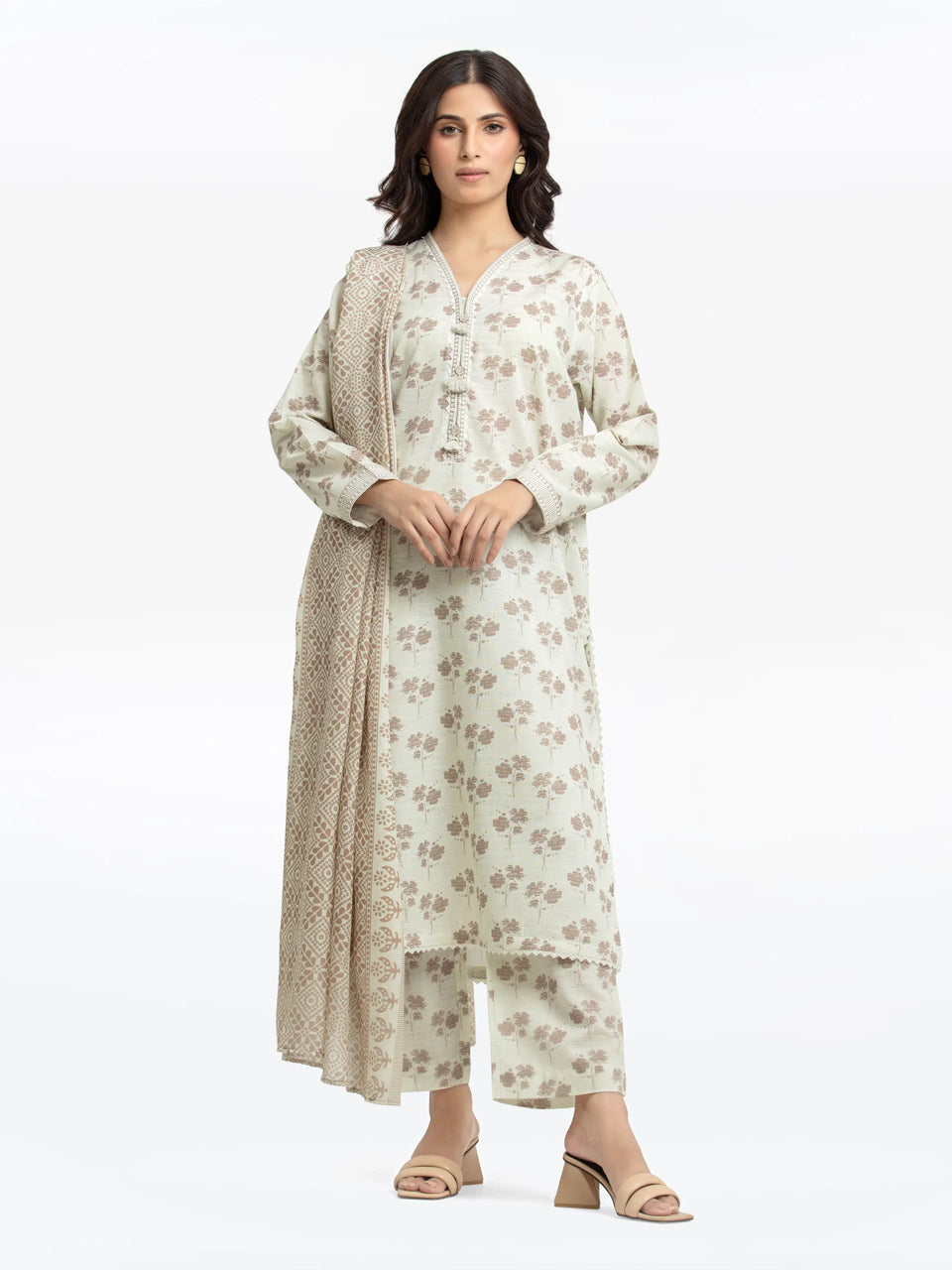 Pret 3Pc Printed Khaddar Suit