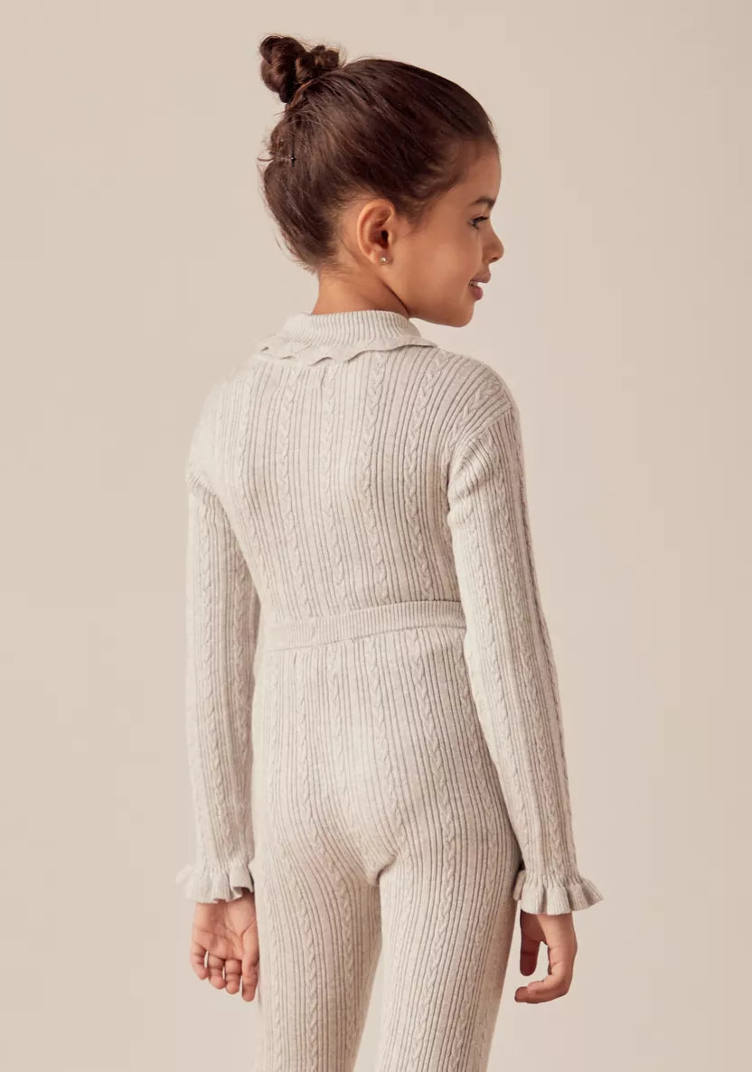 Juniors Textured Turtleneck Sweater with Long Sleeves and Ruffle Cuff