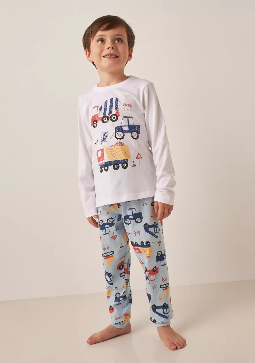 Juniors Vehicle Print T-shirt and Pyjama Set