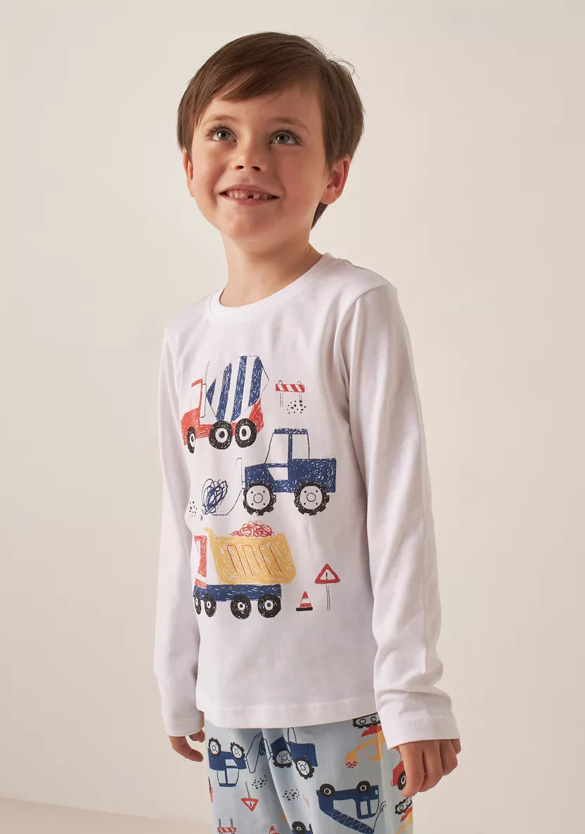 Juniors Vehicle Print T-shirt and Pyjama Set