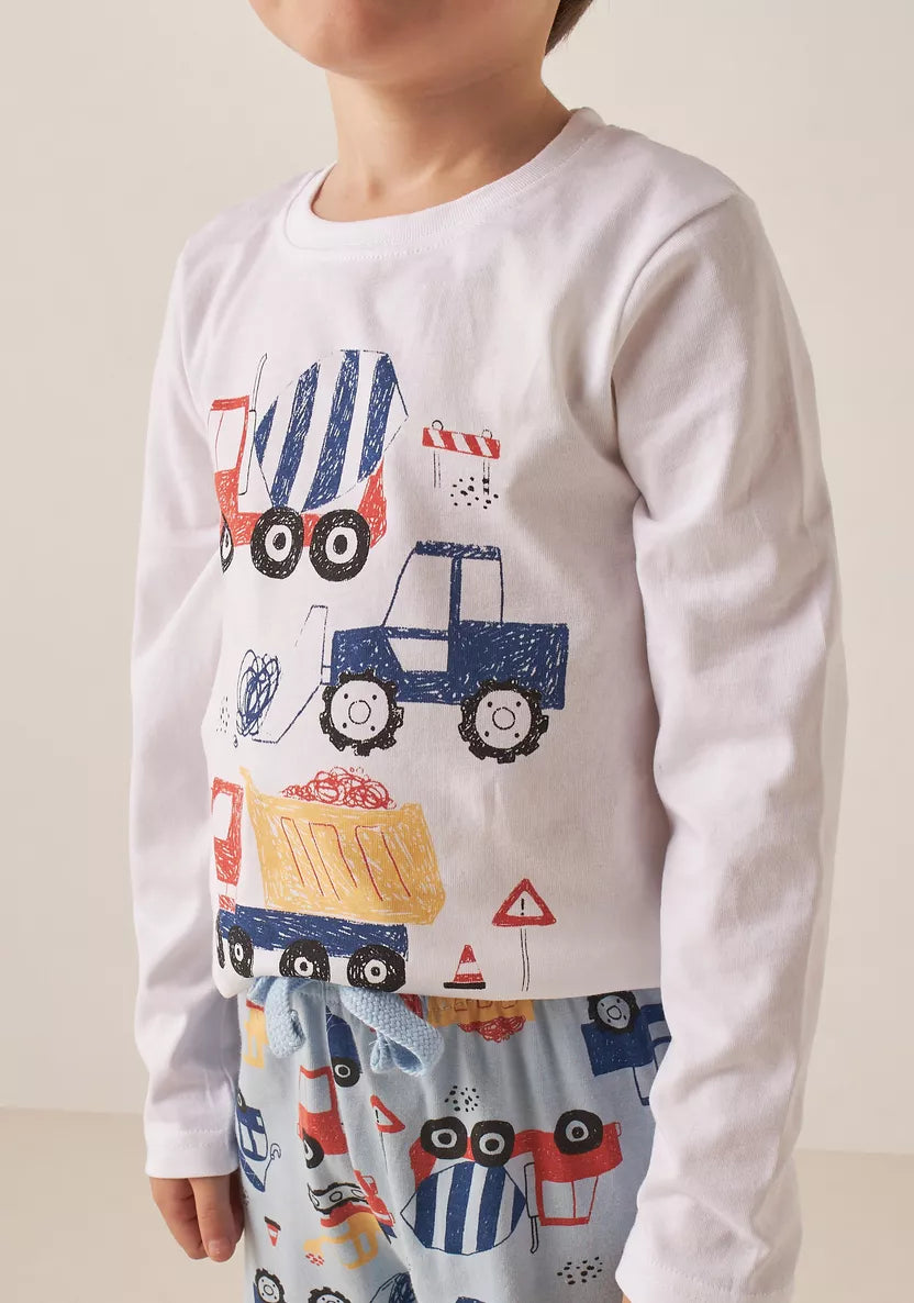 Juniors Vehicle Print T-shirt and Pyjama Set