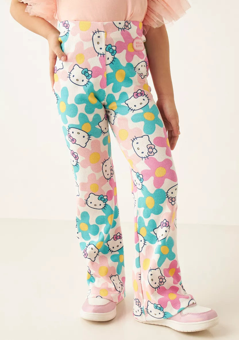 Sanrio Hello Kitty Print Flared Leggings with Elasticated Waistband - Set of 2