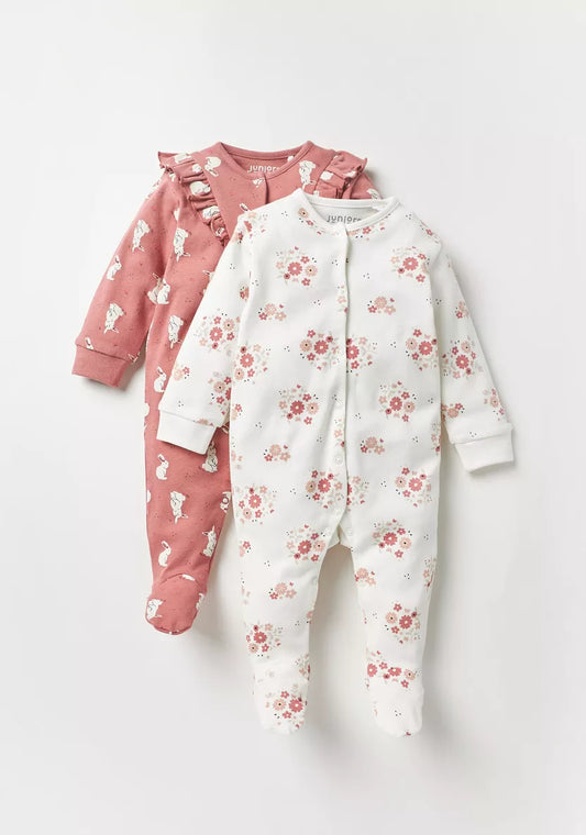 Juniors Printed Sleepsuit with Ruffles - Set of 2