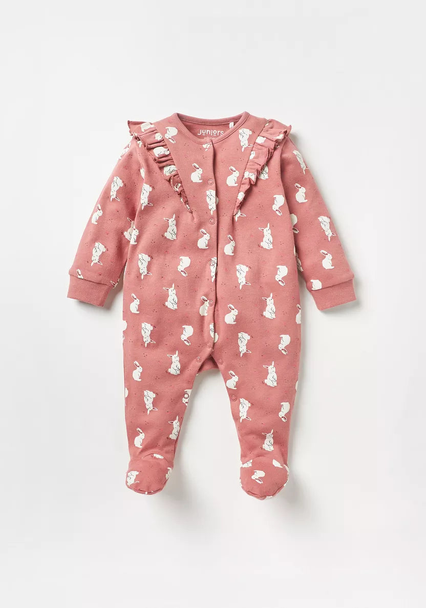 Juniors Printed Sleepsuit with Ruffles - Set of 2