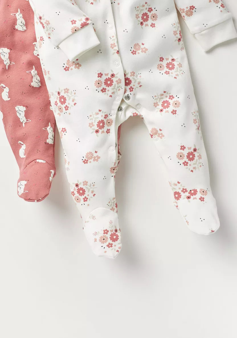 Juniors Printed Sleepsuit with Ruffles - Set of 2